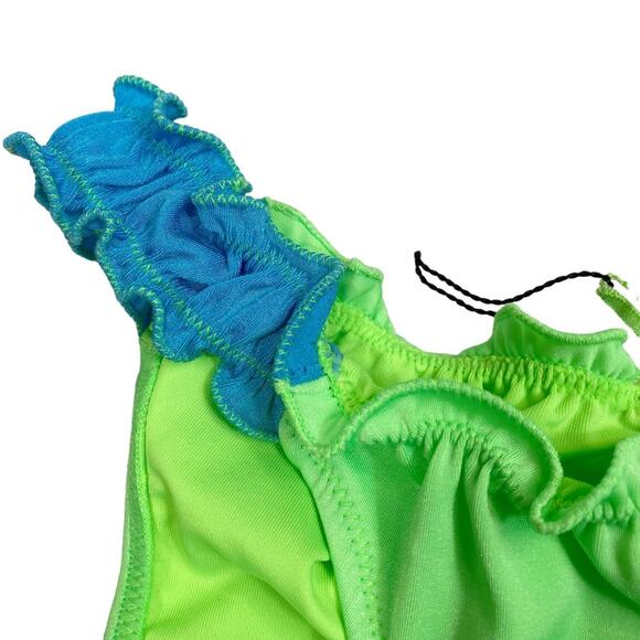PEIXOTO Amore Ruffled Cheeky Bikini Bottom in Lime Green - Picture 7 of 11